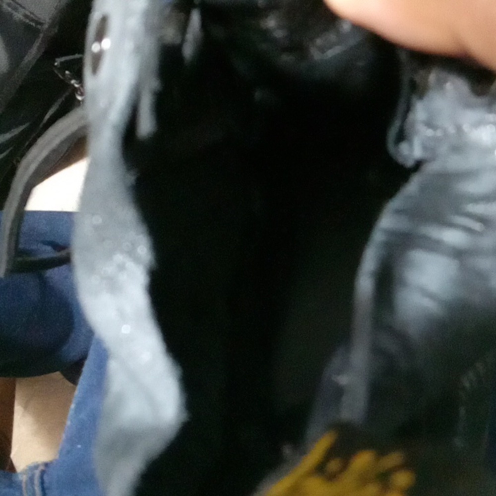 Dr. Martens Black Leather Lace-Up Boots with Yellow Accents. - Picture 8 of 15